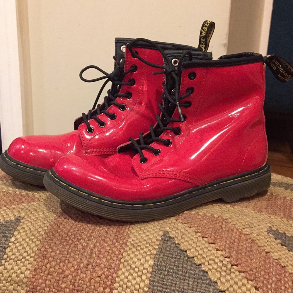 Dr. Martens red patent leather boots 8-hole